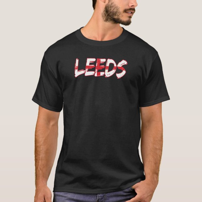Leeds England UK England Flag Leeds Flag T Shirt (Framsida)
