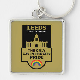 Leeds Gay pride - Leeds England HBT - Fyrkantig Silverfärgad Nyckelring