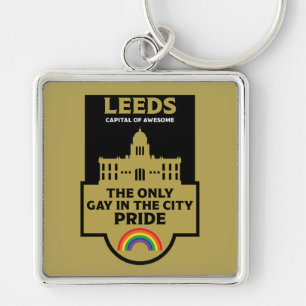 Leeds Gay pride - Leeds England HBT - Fyrkantig Silverfärgad Nyckelring