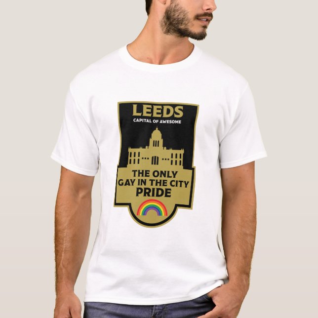 Leeds Gay pride - Leeds England HBT - T Shirt (Framsida)