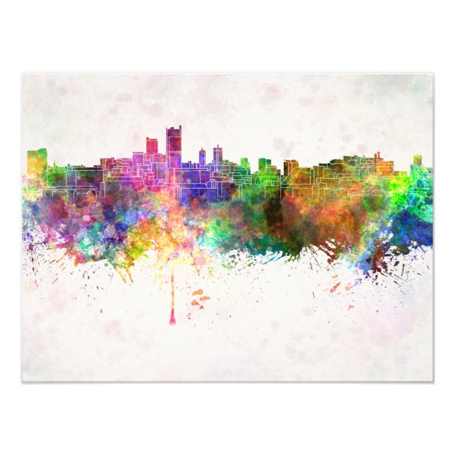 Leeds skyline in watercolor background fototryck (Framsidan)