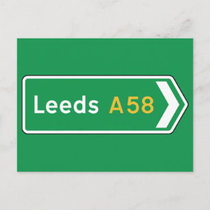 Leeds, UK Road Sign Vykort