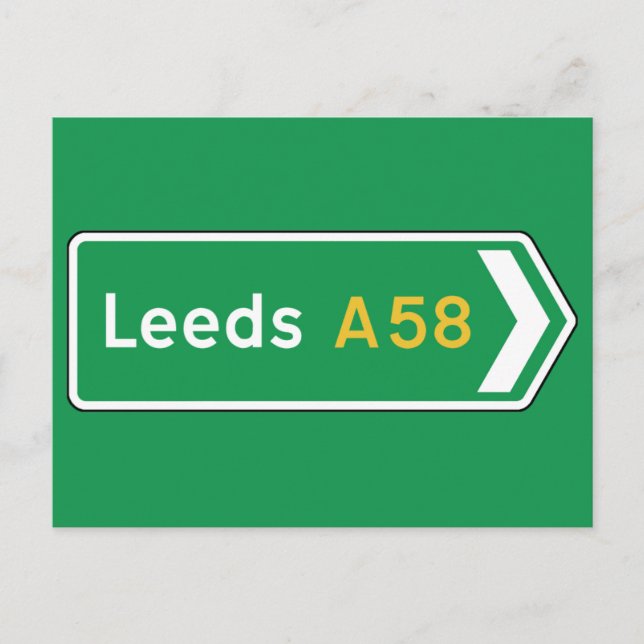 Leeds, UK Road Sign Vykort (Framsida)