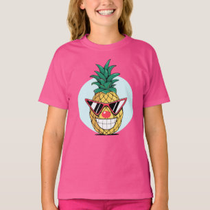 Leende ananas som bär solglasögon & clownnäsa t shirt