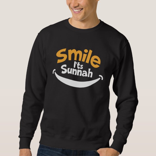 Leende är Sunnah Muslim Eid Mubarak Islamisk Ramad Lång Ärmad Tröja (Framsida)