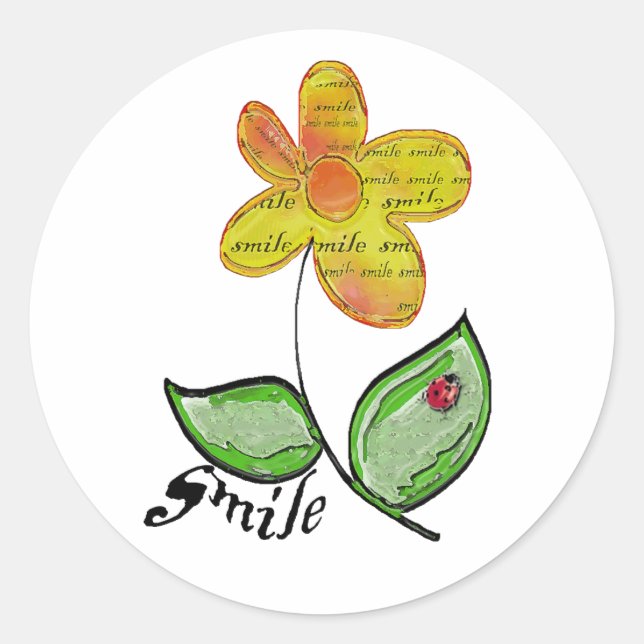 leende blomma runt klistermärke (Framsida)