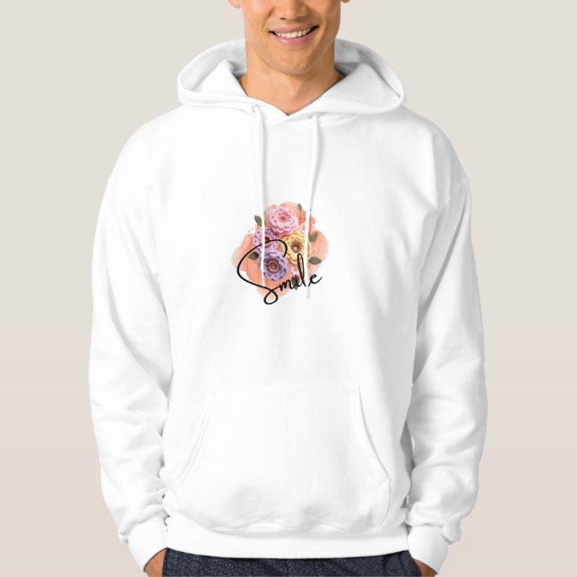 Leende blomsterkrokade blommor konst hoodie (Framsida)