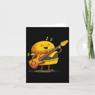 Leende Burger med Gitarr för Snabbmat Rocker Kort