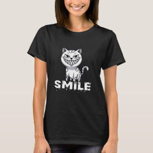 Leende busig katt grinande uttryck t shirt