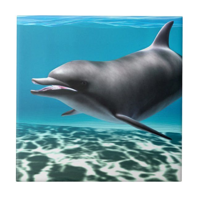 Leende delfin kakelplatta (Framsidan)