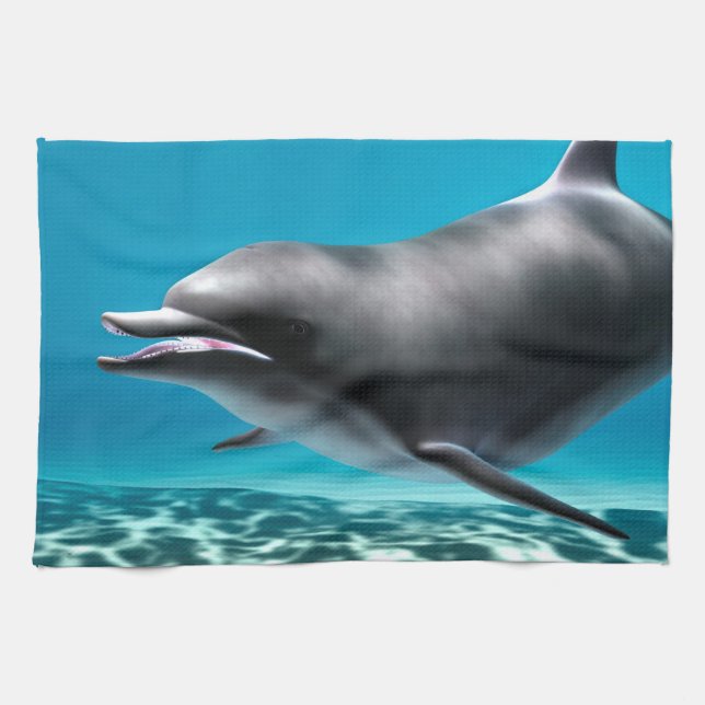 Leende delfin kökshandduk (Horisontell)