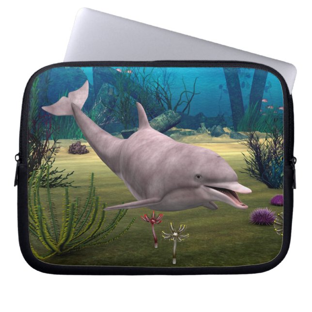 Leende delfin laptop sleeve (Framsidan)