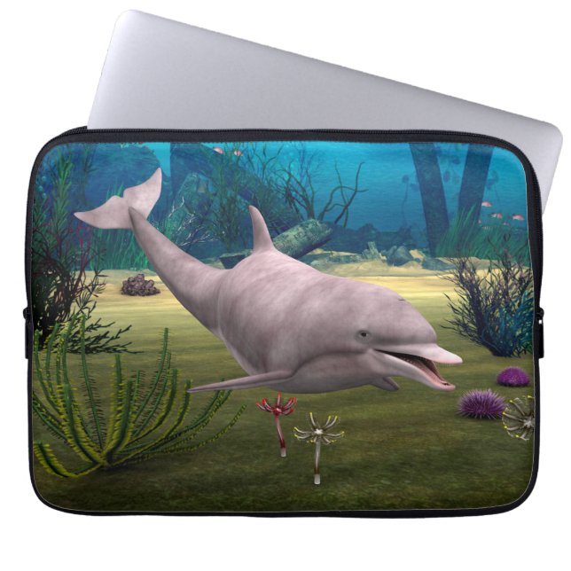 Leende delfin laptop sleeve (Framsidan)