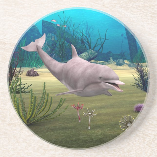 Leende delfin underlägg sandsten (Framsidan)