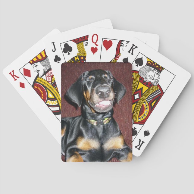 Leende Doberman Valp Spelkort (Baksidan)