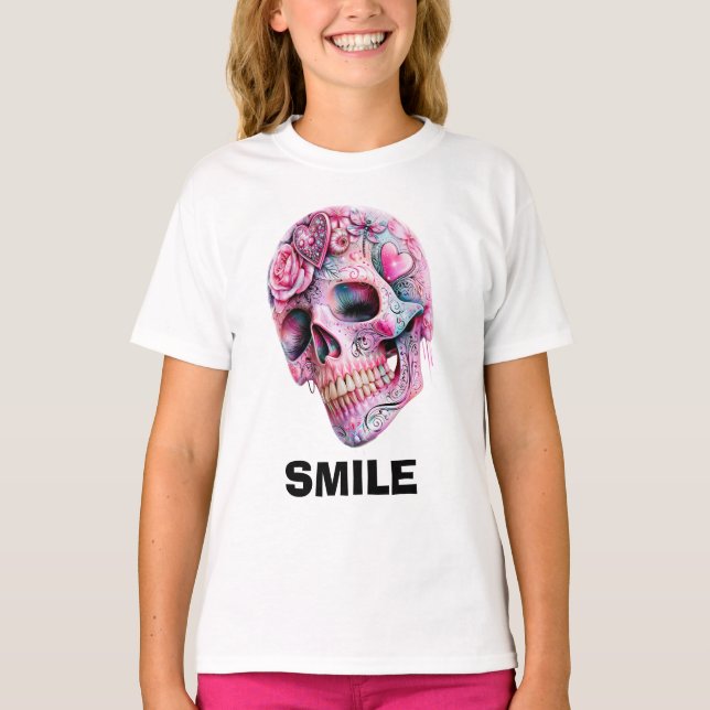Leende Dödskalle Grafik T Shirt (Framsida)