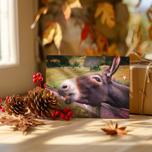 Leende Donkey på bete Vykort