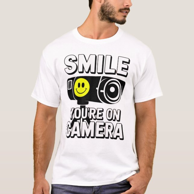 Leende, du är på kamera t shirt (Framsida)