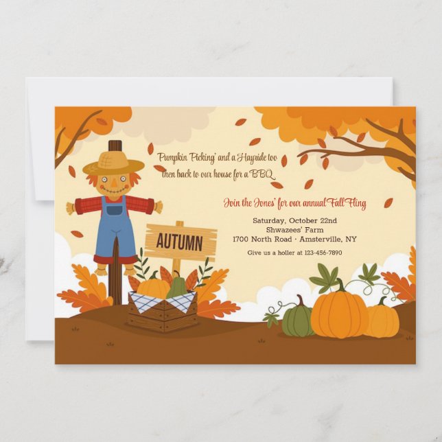 Leende Fågelskrämma-inbjudan Inbjudningar (Framsida)