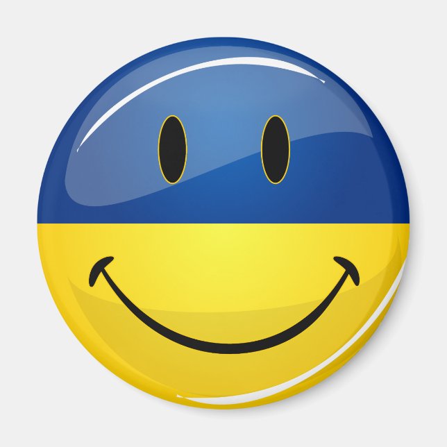Leende Flagga i Ukraina Magnet (Framsidan)