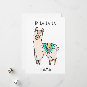 leende glad lama alpacka tecknad djur teckning julkort