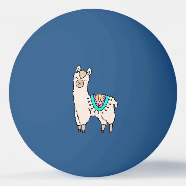 leende glad lama alpacka tecknad djur teckning  pingisboll (Framsidan)