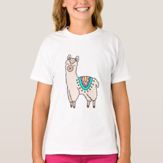 leende glad lama alpacka tecknad djur teckning t shirt