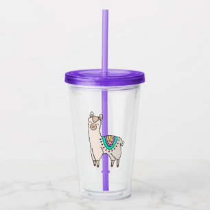 leende glad lama alpacka tecknad djur teckning take away mugg