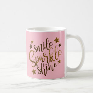 Leende gnistra, inspirera kaffemugg för sken