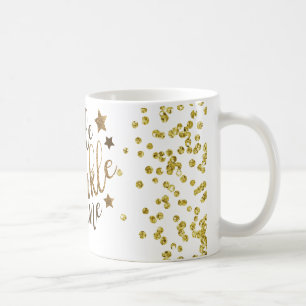Leende gnistra, sken. Guld- text Kaffemugg