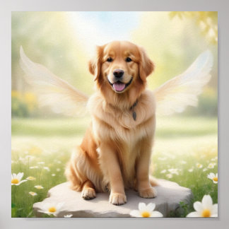 Leende Golden Retriever med vingar Poster