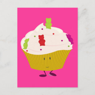 Leende gummibär-muffin vykort