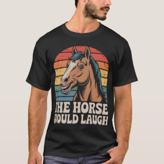 Leende häst med retro bakgrund t shirt