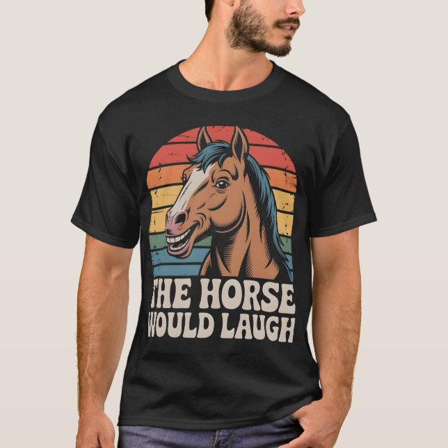 Leende häst med retro bakgrund t shirt (Framsida)