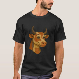 Leende Highlandko i forntida egyptisk stil T Shirt