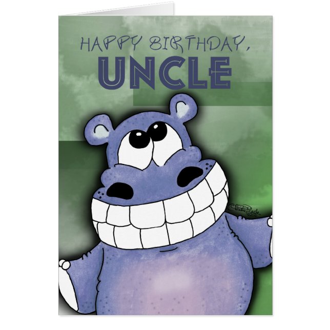 Leende hippo-Birthday Hälsningskort (Framsidan)