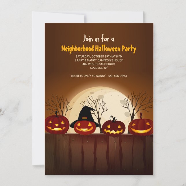 Leende Jack-O-Lyktor Halloweenfest-inbjudan Inbjudningar (Framsida)