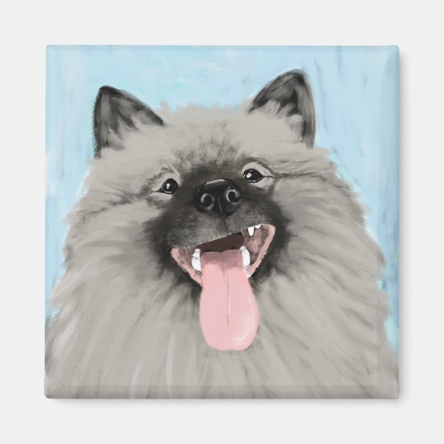 Leende Keeshond Magnet (Framsidan)