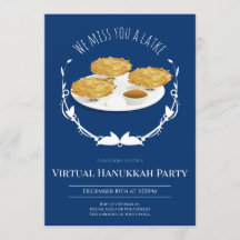 Leende Latkes Blue White Virtuell Hanukkah Party