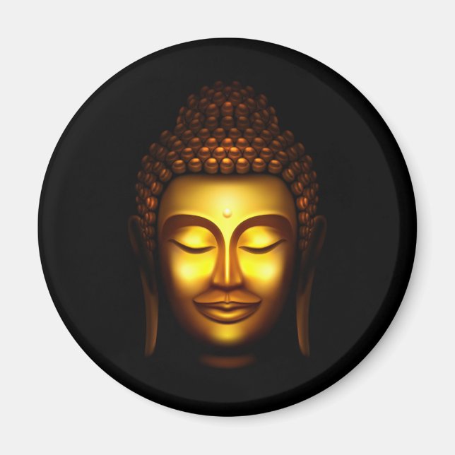 Leende Lord Buddha Guld och Svart Magnet (Framsidan)
