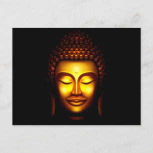 Leende Lord Buddha Guld och Svart Vykort