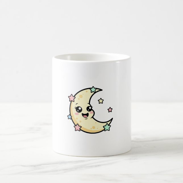 Leende måne – Söt Kawaii-illustration Kaffemugg (Center)