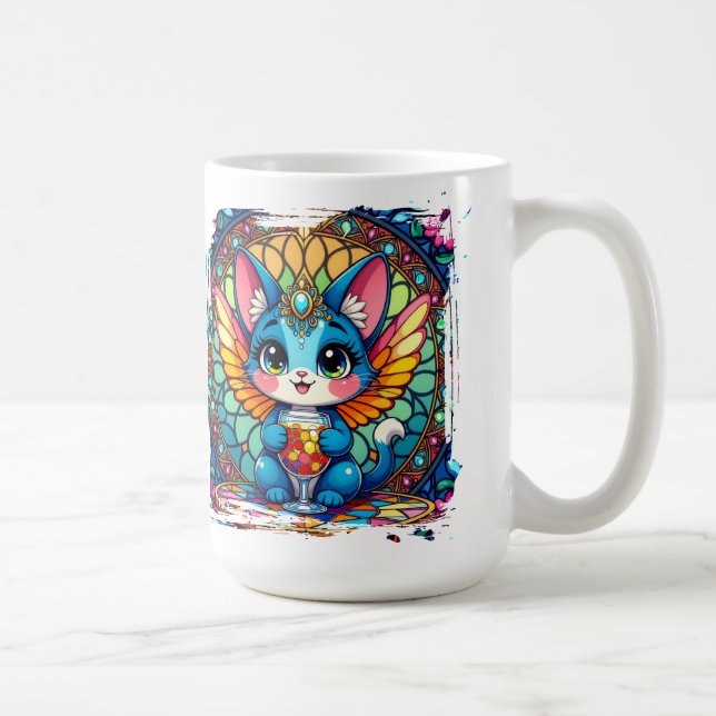 Leende mer, oroar mindre-mugg kaffemugg (Höger)