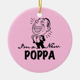 Leende New Poppa T-shirts och presenter Julgransprydnad Keramik