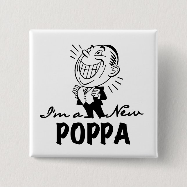 Leende New Poppa T-shirts och presenter Knapp (Framsida)