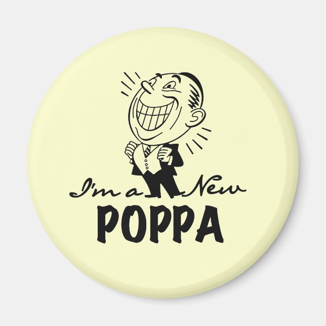 Leende New Poppa T-shirts och presenter Magnet (Framsidan)