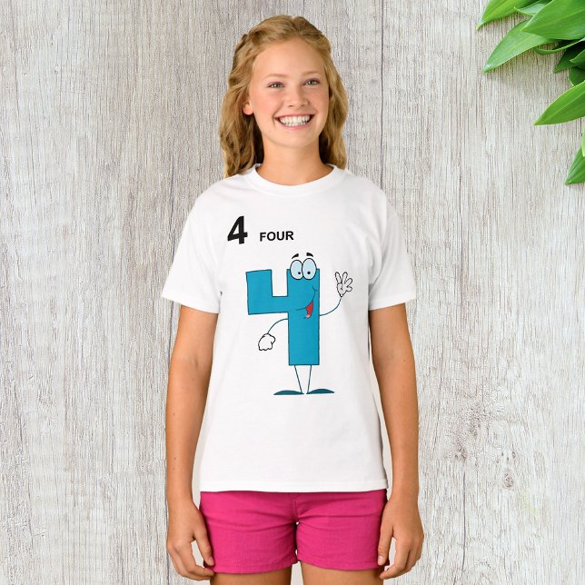 Leende nummer 4 Girls T-Shirt (Skapare uppladdad)