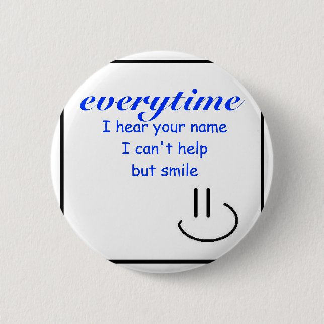 Leende på ditt namn knapp (Framsida)