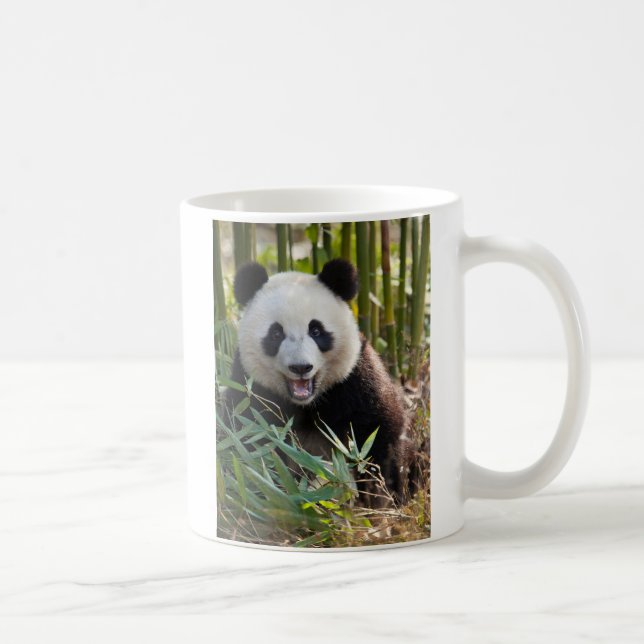 Leende Panda Porträtt Kaffemugg (Höger)