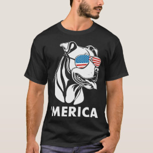 Leende Pitbull Solglasögon 4:e Juli Merica T Shirt